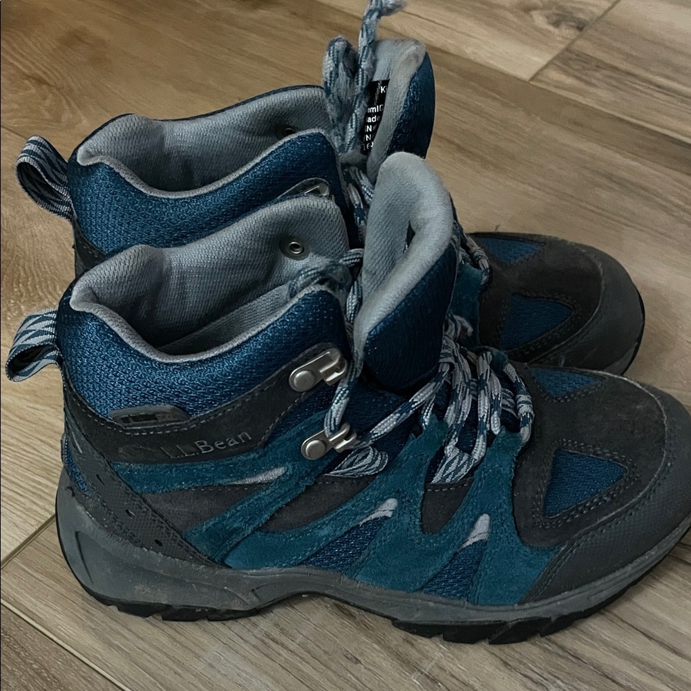 L.L. Bean Kids' Blue and Gray Hiking Boots